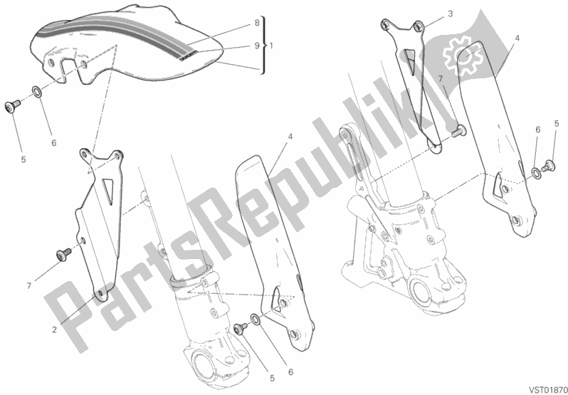 Tutte le parti per il Parafango Anteriore del Ducati Scrambler Cafe Racer 803 2020